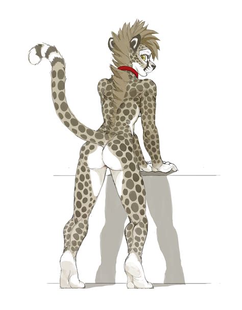 rule 34 anthro ass cheetah digitigrade feline female foxmode fur mammal simple background solo