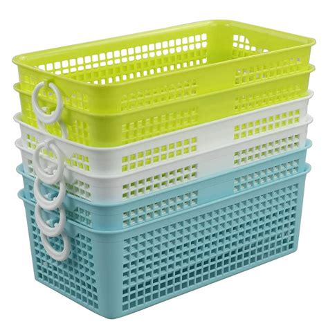 Fosly Rectangular Plastic Storage Baskets Plastic Handy Basket Set Of