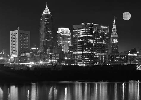 Black And White Cuyahoga Night Photograph By Frozen In Time Fine Art
