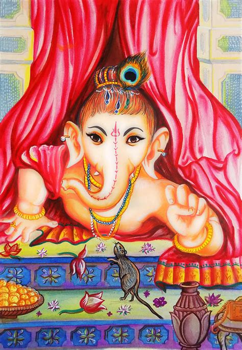Bal Ganesha Ganapathy Painting By Asp Arts Fine Art America