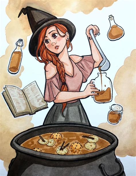 An Autumn Witch Cooking A Very Important Brew Rcrafts