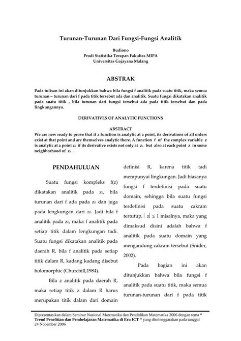 PDF Turunan Dari Fungsi Analitik Core Ac Uk PDF FileBudiono