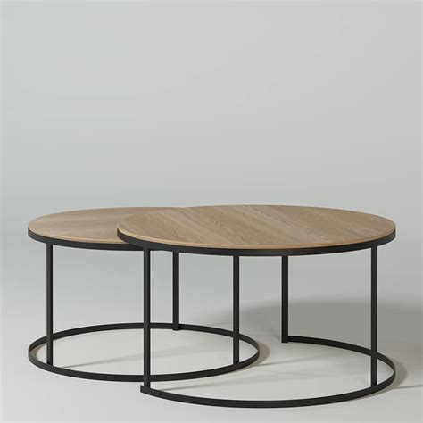 Iron Coffee Table Circle Custom Made Metal Wood Contemporary Design