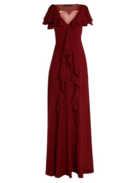 Elie Saab Best Designer Dresses Lace Insert Light Red Dress To