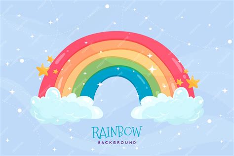 Premium Vector Hand Drawn Rainbow With Clouds