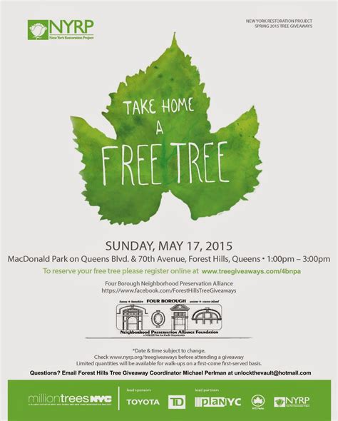 Rego Forest Preservation Council May 17 Forest Hills Tree Giveaway To