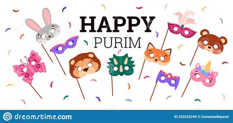 Happy Purim Jewish Holiday Greeting Card Or Party Banner Vector