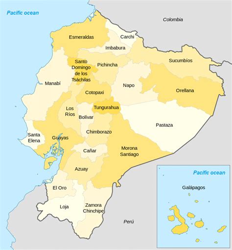Administrative Division Of Ecuador In Differents Shades Of Yellow