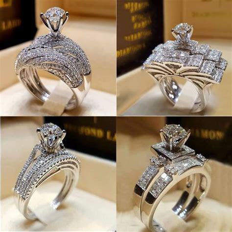 Shop Generic Boho Female Crystal White Round Ring Set Brand Luxury