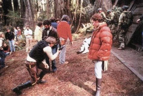 Harrison Ford Carrie Fisher Behind The Scenes Rotj Star Wars Cast