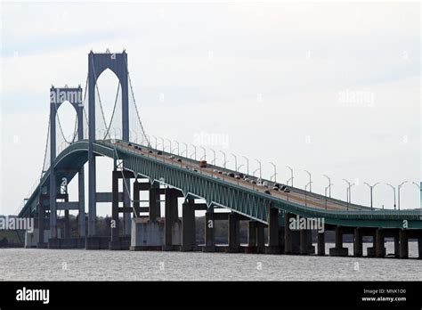 The Claiborne Pell Newport Bridge Newport Rhode Island Usa Stock