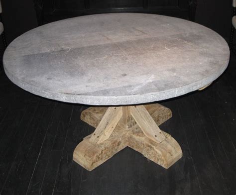 Round belgian bluestone top table with iron base. 19thC Belgian Bluestone Dining Table at 1stdibs