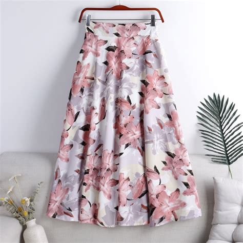 Tigena Chiffon Floral Print Midi Long Skirt For Women Summer