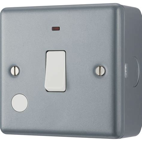 Bg Electrical 20a Double Pole Switch With Led Indicator Metal Clad