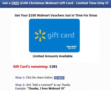 What's better than being gifted a gift card from walmart? Get a Free $1,000 Walmart Gift Card! - Facebook Scam