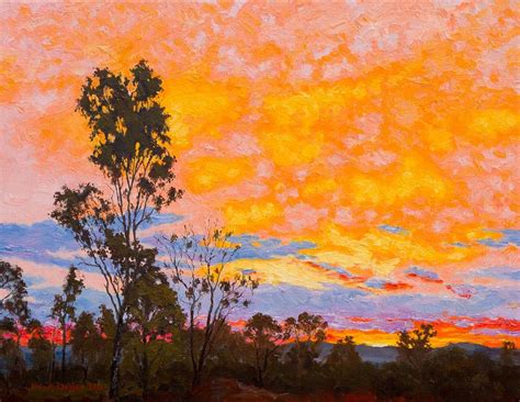 Sunset South Of Charters Towers Australian Landscape Oil Painting By