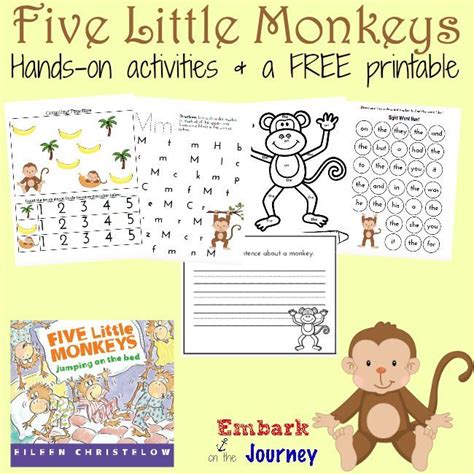 Five Little Monkeys Hands On Activities And Free Printable Five