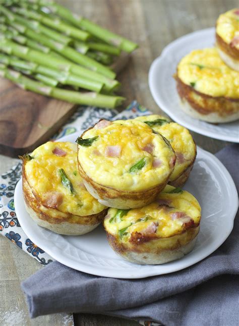 Mini Quiche Cups Are Packed With Tender Ham Fresh Asparagus And Sharp