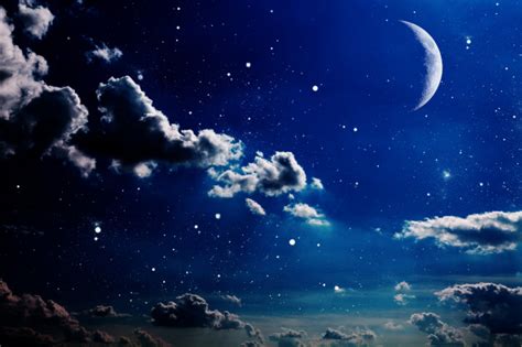 Night Sky With Stars And Moon Premium Photo