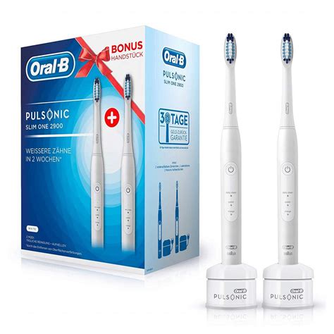 Braun Oral B Pulsonic Slim 2900 Sonic Toothbrush White With 2nd