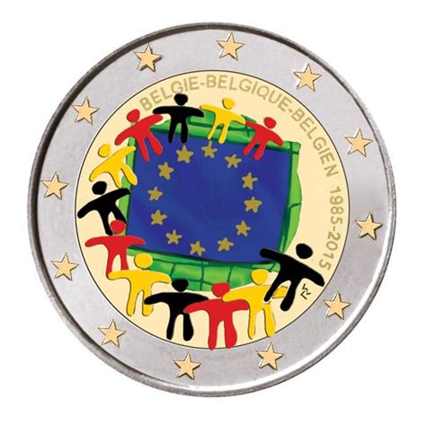 Belgium 2 Euro 2015 30 Years European Flag Coloured Colored 2 Euro