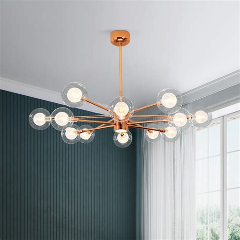 Wybw chandelier，modern e27 glass ball sputnik chandelier,hand blown glass shade pendant light,fixture hanging light flush mount ceiling light,for bedroom living room transparent 6 head,blue $145.60 $ 145. Modern Style Copper Sputnik Chandelier with Hand-blown ...
