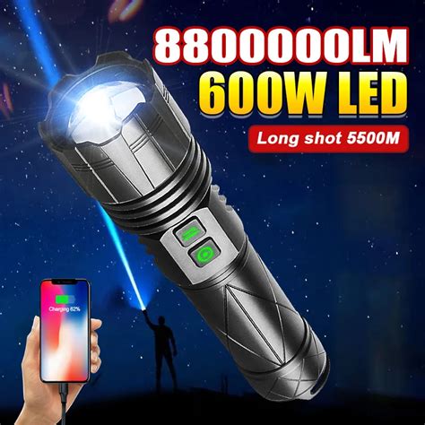 8800000lm Most Powerful Led Flashlight High Power 600w Usb Rechargeable