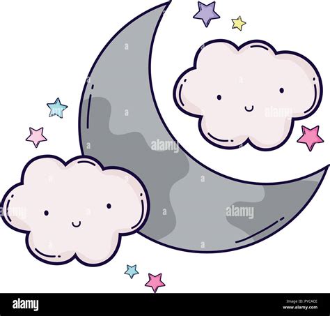 Cloud And Moon Cartoon Stock Vector Image And Art Alamy