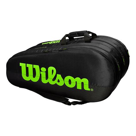Buy Wilson Team 3 Comp Racket Bag 12 Pack Black Light Green Online