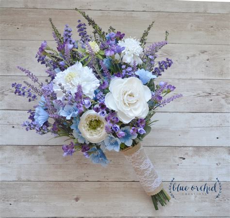 Rustic Wedding Bouquet Blue And Lavender Wildflower Bouquet