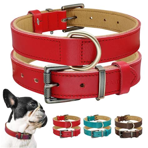 Luxury Real Leather Dog Collar Soft Padded Pet Collar Perro Adjustable
