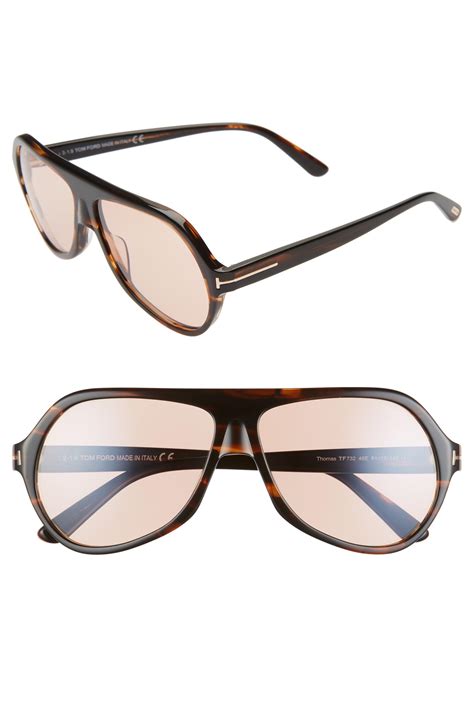 tom ford thomas 61mm aviator sunglasses shiny dark brown brown in brown lyst