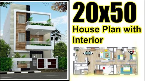 20x50 House Plan With 3d Interior And Elevation Complete Youtube