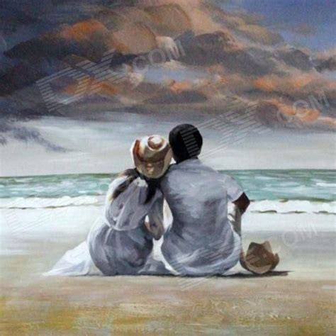Iarts Dx0415 20 Two Lovers Sitting On The Beach Hand Painted Oil