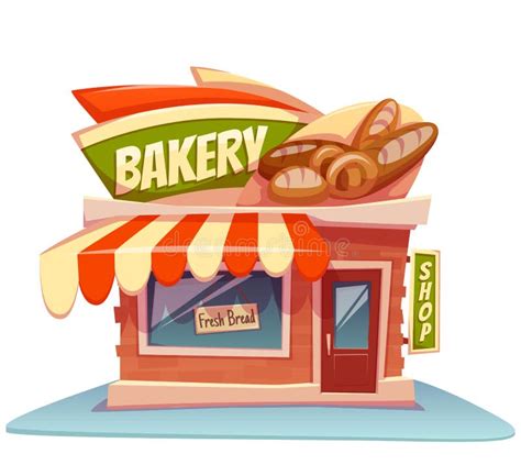Vector Illustration Of Bakery Building With Bright Stock Vector