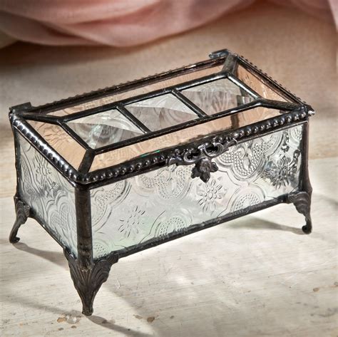 Vintage Glass Box Jewelry Display Decorative Keepsake Vanity Etsy