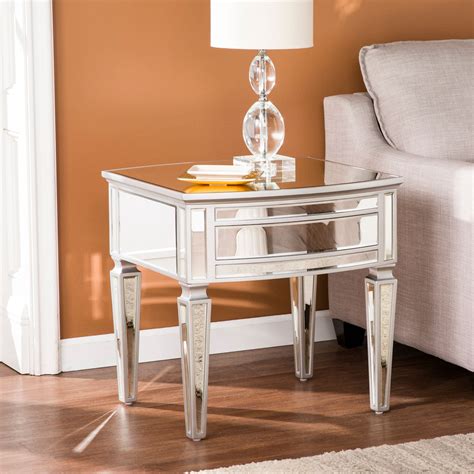 Roventti Mirrored End Table Glam Style Silver By Ember Interiors