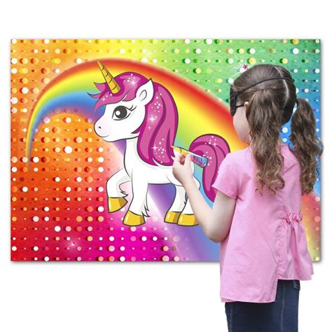 Pin The Horn On The Unicorn Party Favor Game For Kids Includes 24