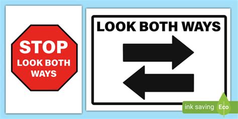 Free Look Both Ways Sign Posters Signage Twinkl