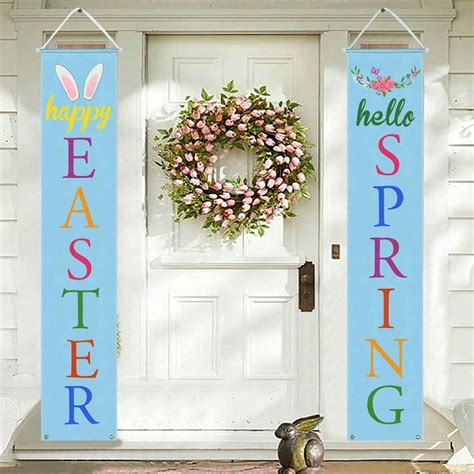 Easter Porch Sign Banner Easter Decorations Outdoor Indoor Happy Easter
