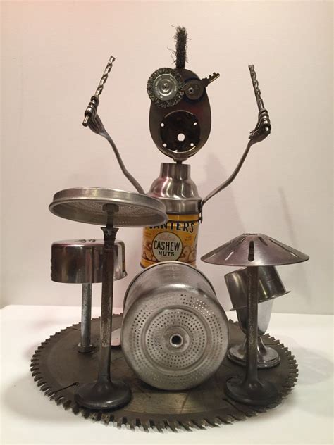 Found Object Sculpture Assemblage Metal Sculpture Rockstar Drummer