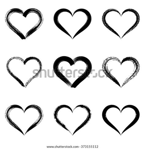 Black Vector Brush Strokes Hearts Outlines Stock Vector Royalty Free