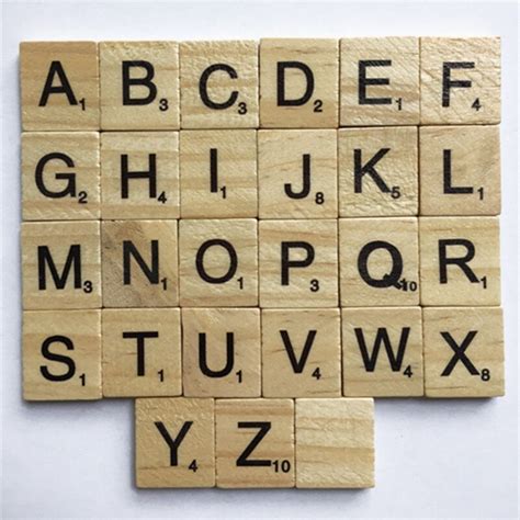 100 Pcs Wooden English Words 26 Alphabet Scrabble Tiles Black Letters