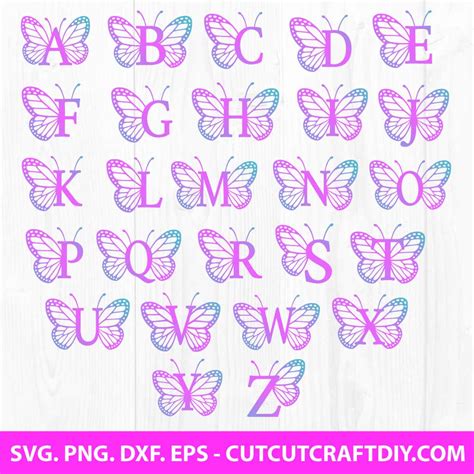 Butterfly Alphabet Svg Cut Files Butterfly Monogram Font