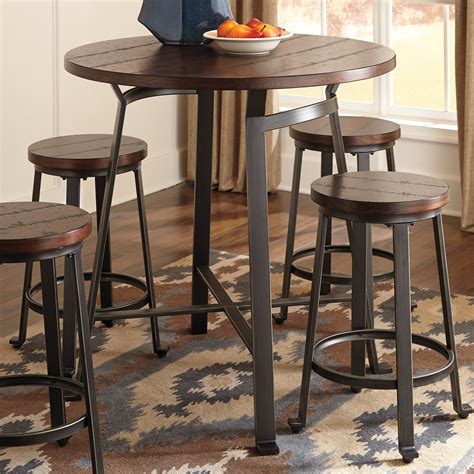 Round Pub Height Table And Chairs Coaster 102098 Black Wood Dining