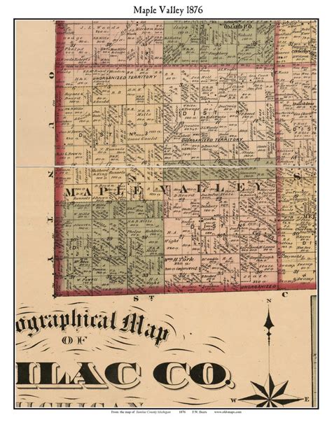 Maple Valley Michigan 1876 Old Town Map Custom Print Sanilac Co