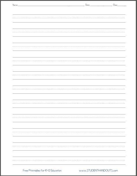 We have a variety of free lined paper including portrait, landscaper, with a spot for a picture and more. Dashed Line Handwriting Practice Paper Printable Worksheet ...