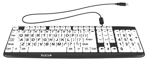 Nuklz N Large Print Computer Keyboard With White Keys And Black Letters