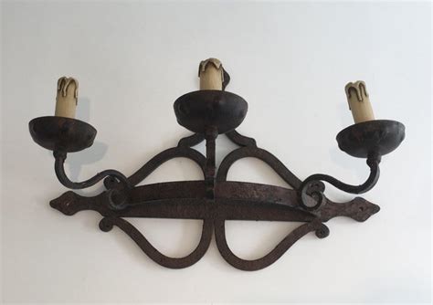 Large Wrought Iron Wall Sconce French Circa 1950 For Sale At 1stdibs
