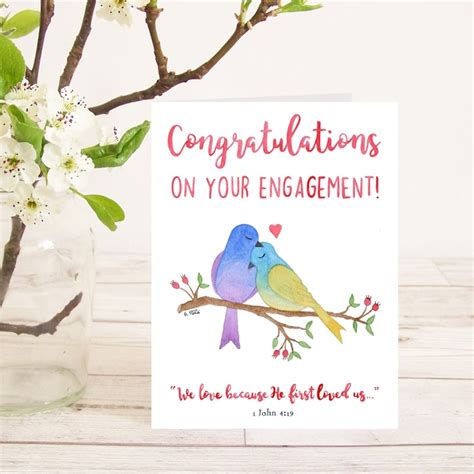 Engagement Card With Bible Verse We Love Because Cheerfully Given